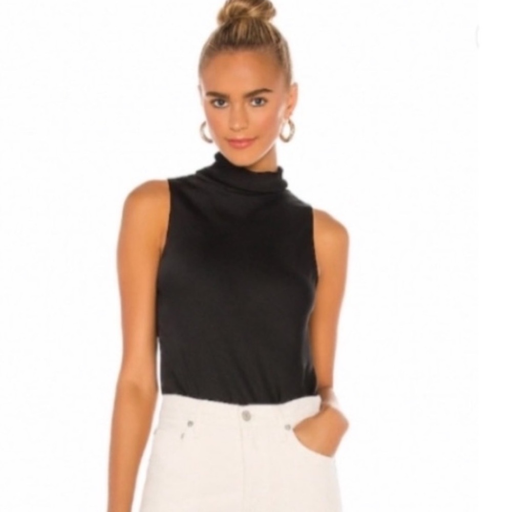 Vince High Neck Bodysuit in Black.